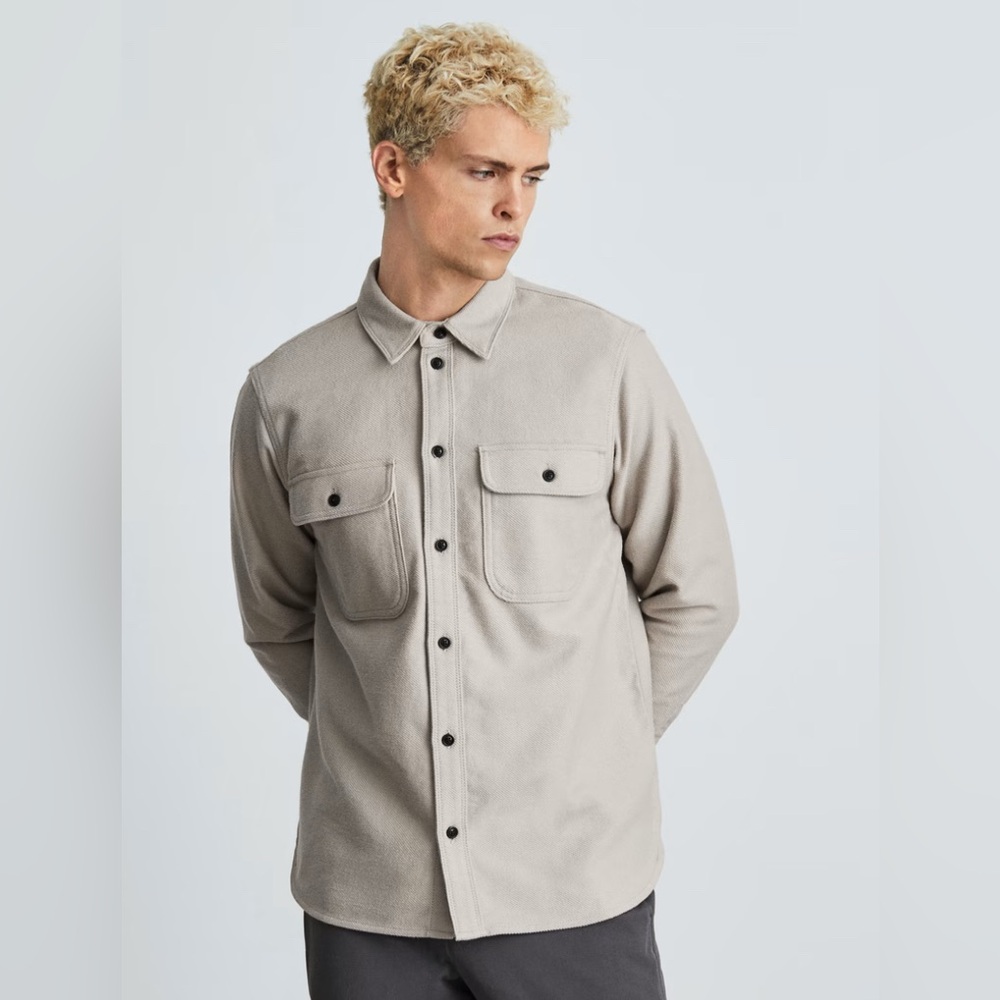 Everlane cotton over shirt large cream beige neutral